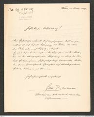 k.k. naturhistorisches Hofmuseum, Intendanzakten 1885-1896 (Hauer), Aktenzahl Z.396/1887, Seite 1